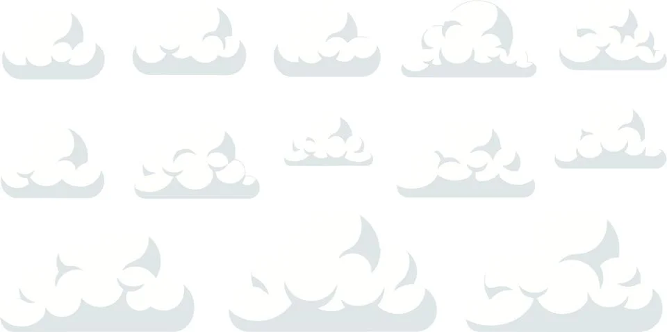 Fluffy Cartoon Clouds Seamless Pattern - White Sky Background Stock Illustration
