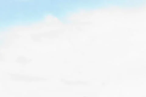 Fluffy cloud bank is floating in flat design sky, with soft pale blue horizon, Stock Photos