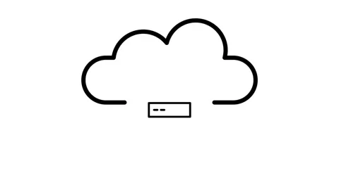 A fluffy cloud with a computer resting on top, symbolizing cloud computing .. Stock Footage 332853507