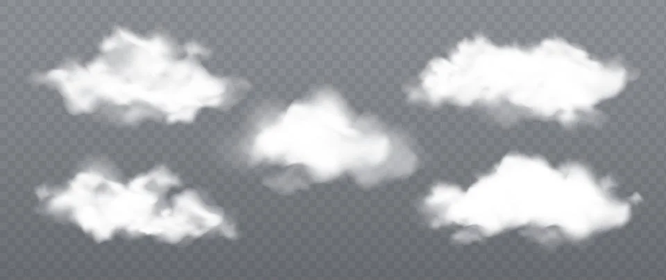 Fluffy cloud elements with transparent sky Stock Illustration