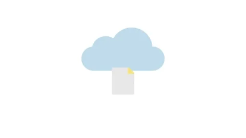 A fluffy cloud with a paper document resting on top, symbolizing cloud stor.. Stock Footage 332849823