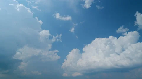 Fluffy cloud passing blue sky. Bubbling bubble of cumulous. Movement of Video stock 209619604