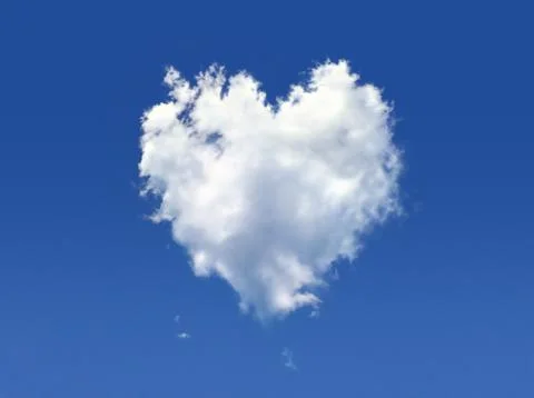 Fluffy cloud of the shape of heart, on a deep blue sky. Stock Illustration