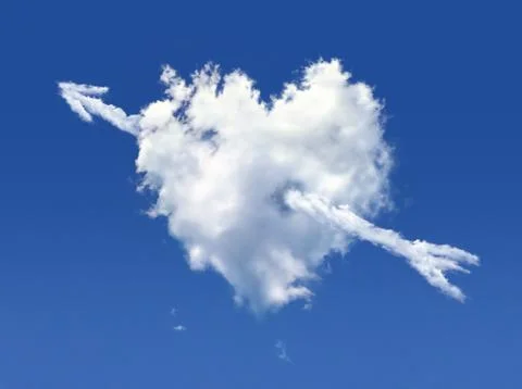 Fluffy cloud of the shape of heart, on a deep blue sky. Stock Illustration