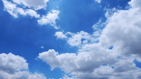 Fluffy clouds and blue sky background. Clouds time lapse Stock Footage 283262763