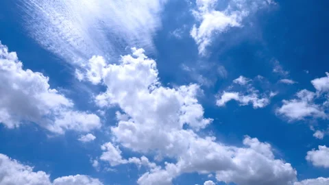 Fluffy clouds and blue sky background Stock Footage 283262797