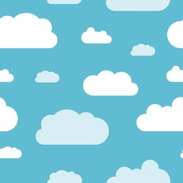 Fluffy clouds background - seamless cloud texture vector illustration. Illustrazione stock