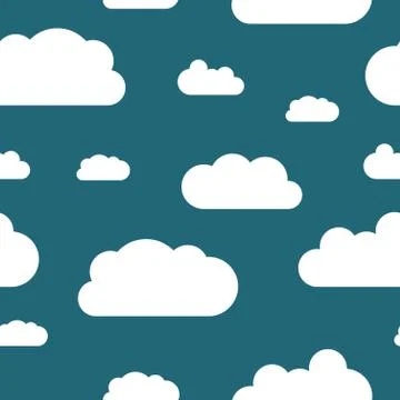 Fluffy clouds background - seamless cloud texture vector illustration. Illustrazione stock