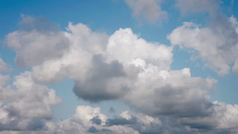 Fluffy clouds in the blue sky Stock Footage 314763744