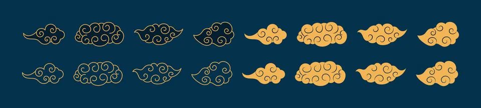 Fluffy clouds design elements collection イラスト素材