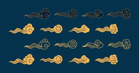 Fluffy clouds design elements collection 스톡 일러스트