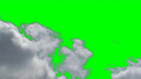 Fluffy Clouds Flying Across Sky Green Screen VFX Overlay Stock Footage 340676587