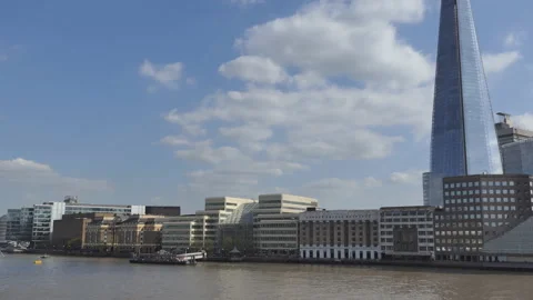 Fluffy clouds over London riverside. Stock Footage 117169907