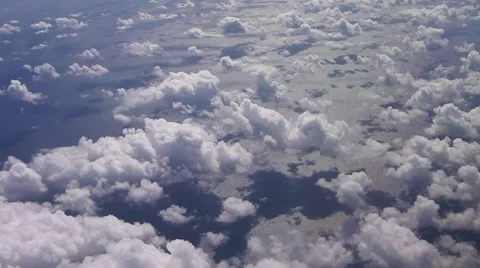 Fluffy Clouds over Pacific Ocean Aerial Stock Footage 45531145