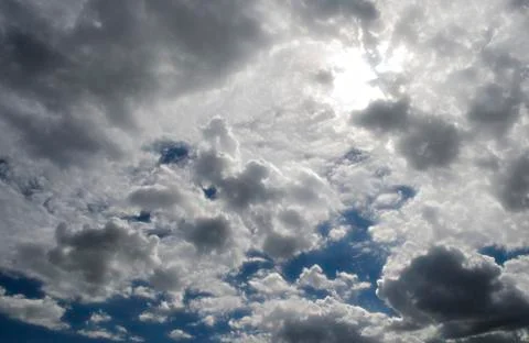 Fluffy cloudy blue sky scape 131 Stock Photos