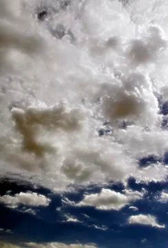 Fluffy cloudy deep blue sky scape 101 Stock Photos