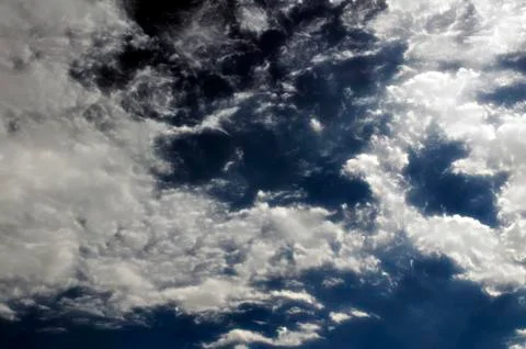 Fluffy cloudy deep blue sky scape 151 Stock Photos