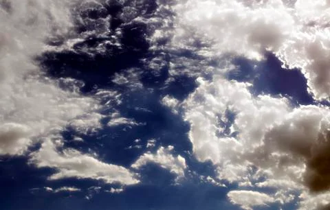 Fluffy cloudy deep blue sky scape 031 Stock Photos