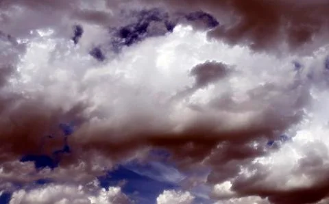 Fluffy cloudy deep blue sky scape 041 Stock Photos