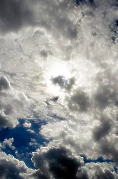Fluffy cloudy deep blue sky scape 121 Stock Photos