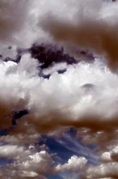 Fluffy cloudy deep blue sky scape 061 Stock Photos