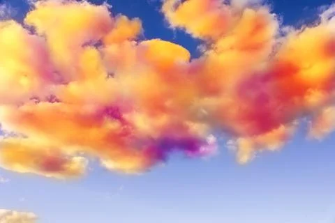 Fluffy color clouds floating in beautiful blue sky Stock Photos