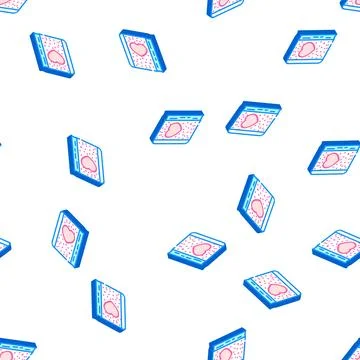 Fluffy diary with heart isometric icon seamless pattern Stock Illustration