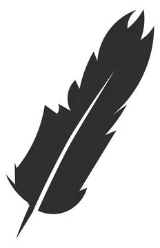 Fluffy feather logo. Black quill silhouette icon Stock Illustration