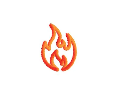 Fluffy Fire Icon in trendy 3d style isolated on white background, for your we Stock Illustration