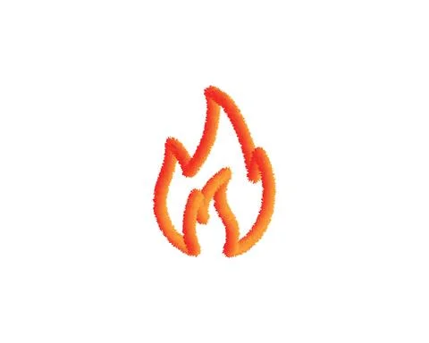 Fluffy Fire Icon in trendy 3d style isolated on white background, for your we Stock Illustration