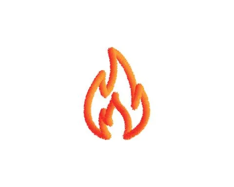 Fluffy Fire Icon in trendy 3d style isolated on white background, for your we Illustrazione stock