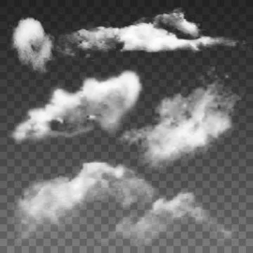 Fluffy Flying Sky Clouds And Overcast Set Vector Stockillustratie