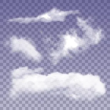 Fluffy Flying Sky Clouds Collection Set Vector Stock Illustration