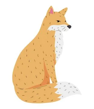 Fluffy fox sitting Illustrazione stock