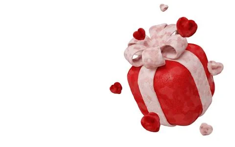Fluffy gift boxes with hearts on white background, perfect for Valentine s Day Stock Illustration