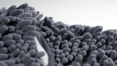 Fluffy grey texture of new clean microfiber mop replacement cloth Stock Footage 238989807