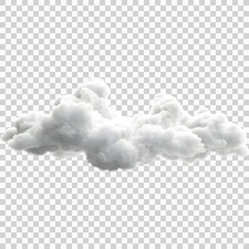 Fluffy isolated white cumulus cloud formation with a single realistic white Stock Illustration