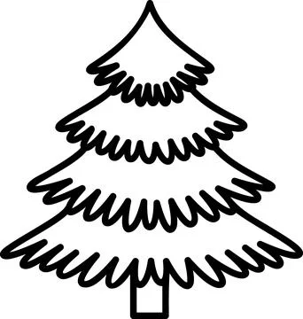 Fluffy layered Christmas tree line art icon Иллюстрация