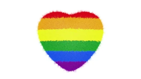 Fluffy LGBT pride beating heart looping 3D animation with alpha Stock Footage 155484287