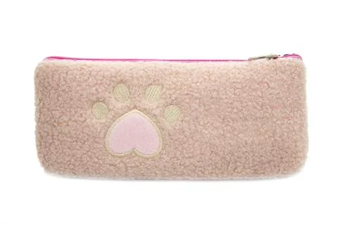 Fluffy pencil pen case container isolated on the white background Stock Photos