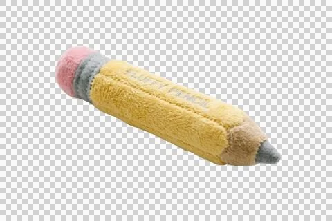 A fluffy pencil plush toy with text saying fluffy pencil on transparent bac.. Stock Illustration