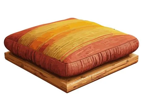 Fluffy pillow stack on rustic bed 스톡 일러스트