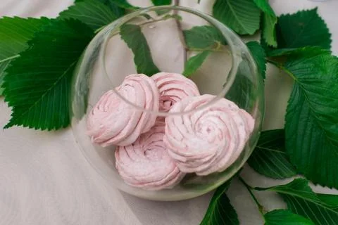 Fluffy pink marshmallow Stock Photos