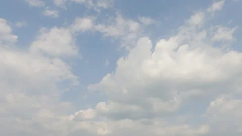 Fluffy puffy white cloud n dark gray thunder rain storm cloudscape Stock Footage 154342892