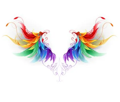 Fluffy rainbow wings Иллюстрация