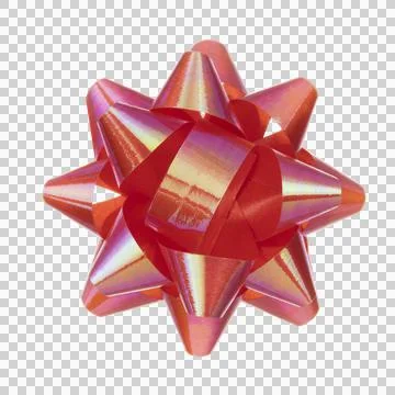 Fluffy red bow for gift wrapping top view Stock Illustration