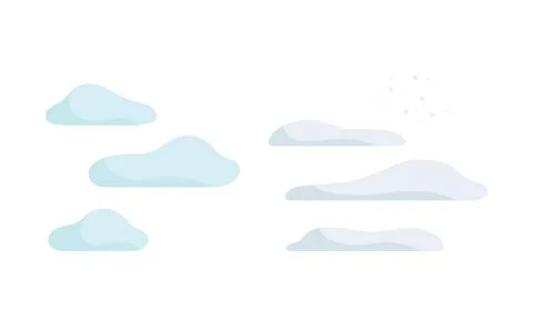 Fluffy Shaped Clouds Scudding Across Sky as Landscape Constructor Element Vector Illustrazione stock