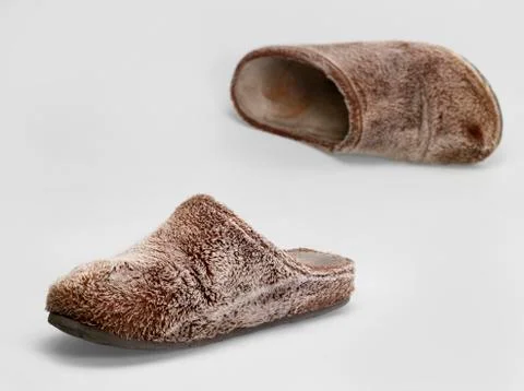 Fluffy slippers Stock Photos