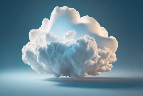 Fluffy soft tender white light cartoon cloud in the center on a blue backgr.. Stock Illustration