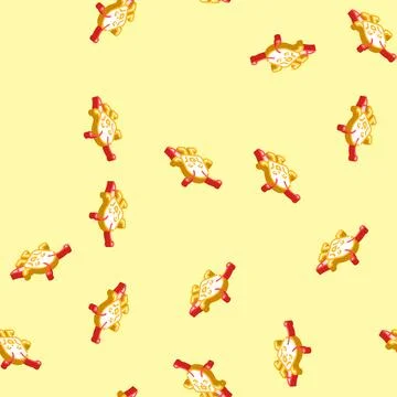 Fluffy tail cute monster isometric icon seamless pattern Ilustração Stock